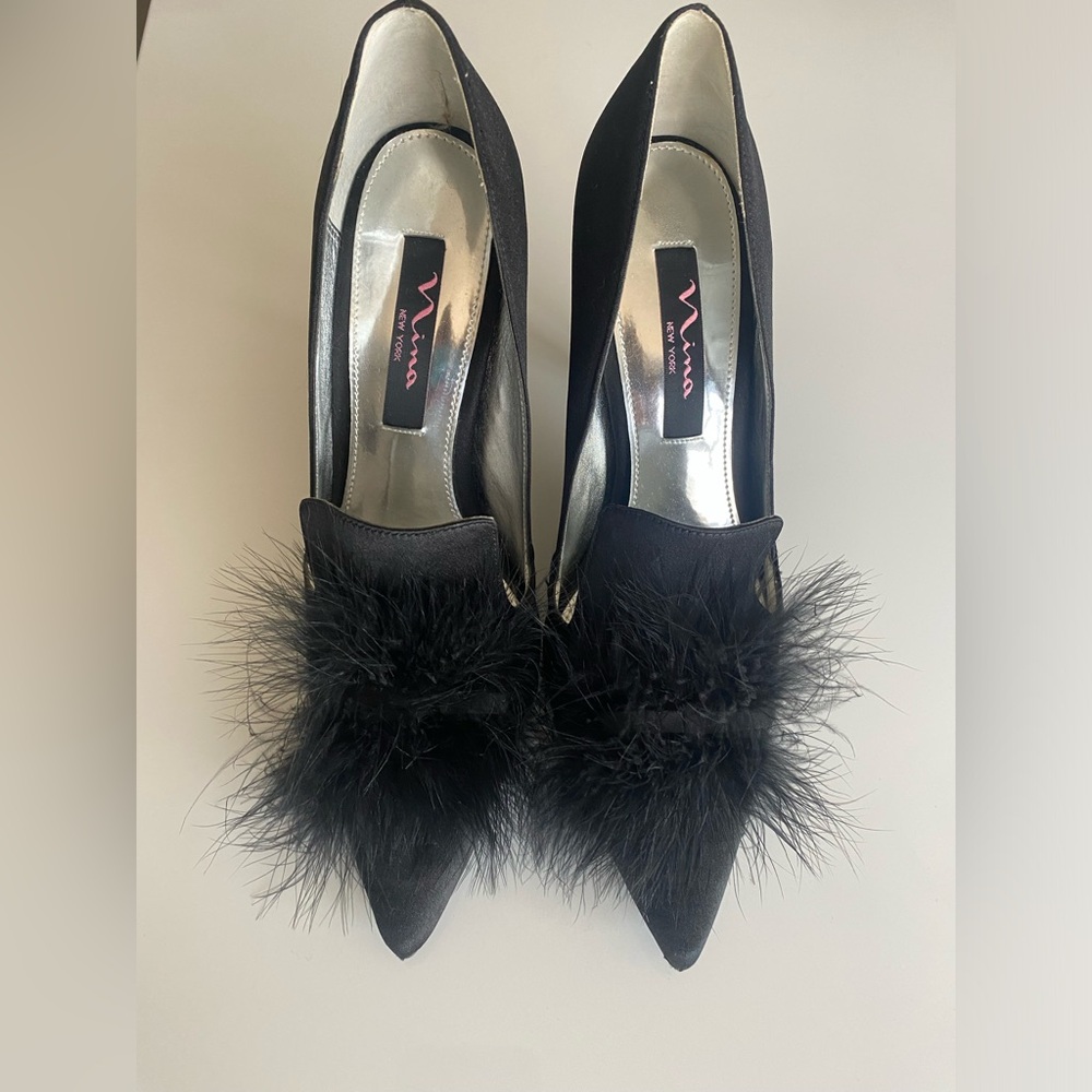 Black Satin 3.5 inch pumps
